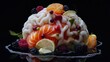 © Chaikit - conceptual brain food art, anatomical organ transformed into fresh ingredients, white cerebral matter meets colorful produce, precise fruit placement, omega-rich salmon pieces, antioxidant berries,