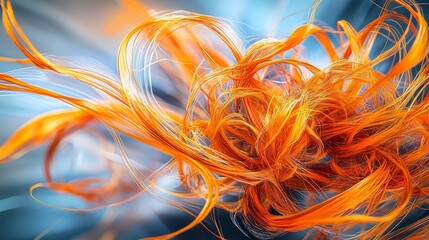 Aufkleber - Dynamic intertwining orange lines create vibrant abstract art modern workspace digital design creative environment