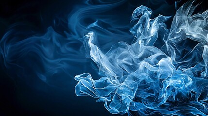 Poster - Shifting abstract layers of deep blue smoke digital art modern aesthetic calm atmosphere close-up view visual serenity