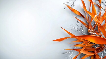 Fototapete - Abstract orange edges cutting through minimalist background graphic design art modern digital illustration