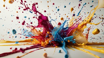 Aufkleber - Vibrant color splashes art event studio abstract design creative environment close-up view artistic expression