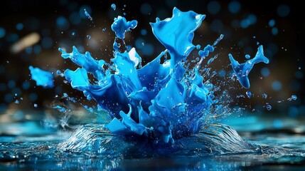 Poster - Vibrant blue paint splash action studio setting abstract art dynamic environment close-up view creative concept