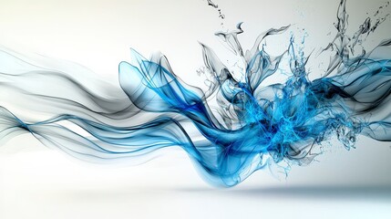 Aufkleber - Dynamic abstract waves of blue and gray motion digital art modern aesthetics minimalist design close-up view