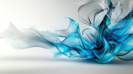 Aufkleber - Dynamic abstract waves of blue and gray in motion digital art contemporary style serene environment close-up view