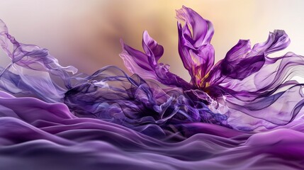 Poster - Delicate purple waves flowing in ocean of beauty abstract art ethereal environment captivating viewpoint