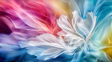 Poster - Dynamic color waves with delicate white strokes abstract art vibrant composition modern design eye-catching elegance