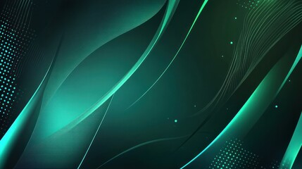 Wall Mural - abstract teal and dark green swirling design, elegant flowing lines, glowing curves, modern digital 