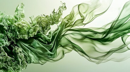 Poster - Fluid motion of light green shades abstract art digital canvas ethereal environment artistic viewpoint modern concept