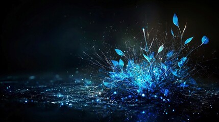Aufkleber - Radiant blue sparks illuminate darkness nature scene digital art ethereal environment close-up visual serenity