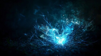 Aufkleber - Luminous blue sparks illuminating the darkness abstract art digital imagery nighttime close-up visual inspiration