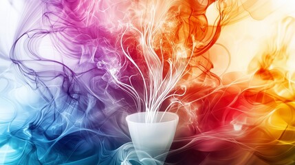 Aufkleber - Chaotic swirls of colorful smoke and thin white lines abstract art digital creation vivid environment artistic viewpoint