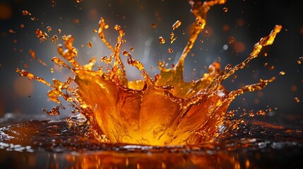 Leinwandbilder - Dynamic splash of vibrant orange liquid against dark background high-speed photography abstract art concept