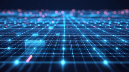 Wall Mural - abstract digital network grid: futuristic blue data visualization