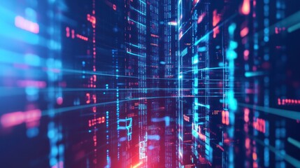Wall Mural - digital data stream: a journey through cyberspace