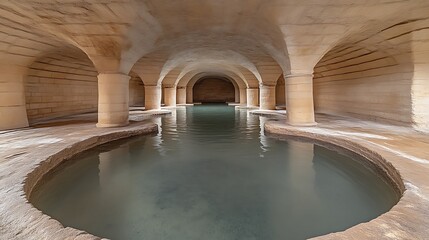 Ancient stone structure with a central water pool