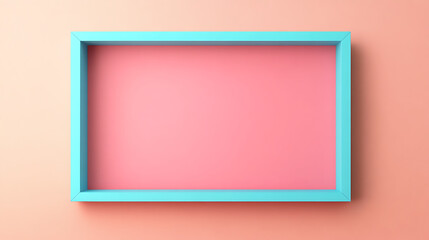 Wall Mural - Modern rectangular picture frame, wall art in pop style. Blue border on pink background. Stylish and decorative, ideal for gallery, museum, or interior spaces