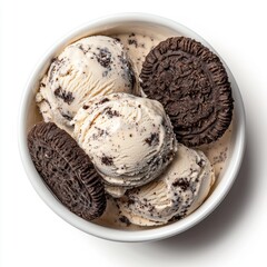 Sticker - Creamy Ice Cream with Chocolate Cookies in Bowl