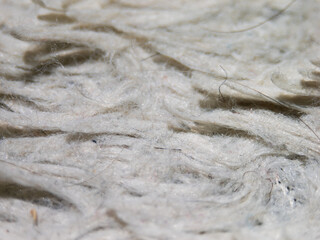 Poster - The image is of a white rug with a lot of hair on it