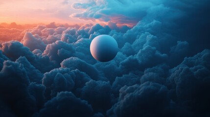 Wall Mural - Serenity Above the Clouds A White Sphere in a Dreamlike Sky