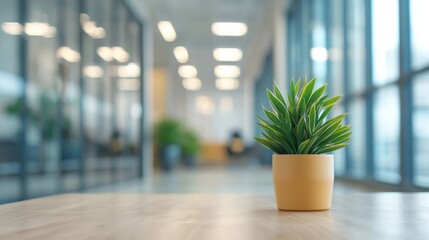 Wall Mural - Modern Office Interior with Potted Plant on Desk