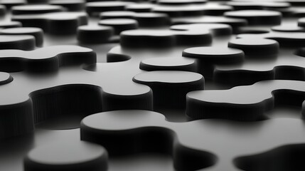 Abstract Black Puzzle Pieces Interlocking Design