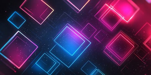 Canvas Print - neon squares: a vibrant, abstract digital art piece