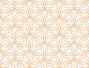 Leinwandbilder - Flower geometric pattern. Seamless vector background. White and golden ornament. Ornament for fabric, wallpaper, packaging. Decorative print