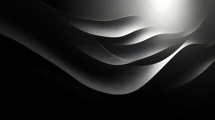 Abstract grayscale waves flowing smoothly in dark space