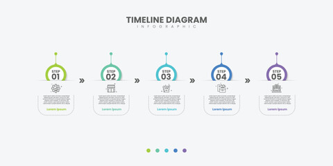 Wall Mural - Infographic Illustration design template with icons and 5 options or steps. Can be used for process, presentations, layout, banner, info graph. element timeline 5 step option point
