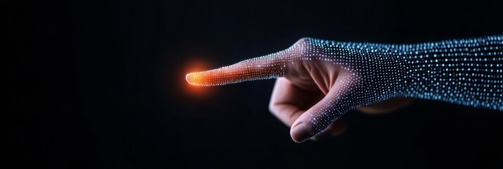 Leinwandbilder - Futuristic Holographic Interface Sleek Hand-Controlled Digital Display with Dot Matrix Texture - Transformative Tech for Advanced User Interaction in Innovation-Driven Industries