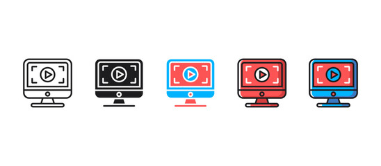 Display monitor icon in a sleek flat design, ideal for multimedia, technology, digital devices, computer interfaces, streaming, gaming, and creative applications for web or app projects.