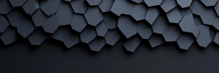 Poster - Geometric Hexagonal Network Sleek Black Panels with Interlocking Design - Tech Branding Visual and Futuristic Industrial Applications