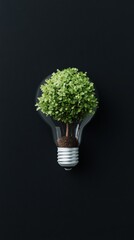 Leinwandbilder - Eco-Organic Lighting Innovative Lightbulb Concept with Green Roots and Leaves on Dark Soil - Sustainable Energy Branding and Eco-Design for Modern Living Spaces