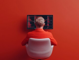 Leinwandbilder - Minimalist Collaboration Workspace Modern Red Aesthetic with Smart Device Screens for Seamless Remote Task Management in Tech Industry - Enhancing Efficiency and Communication