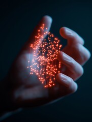 Aufkleber - Futuristic Holographic Interface Interactive Digital Display on Human Hand - Cutting-Edge Tech Innovations for High-Tech Advertising and Business Solutions