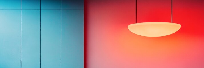 Poster - Vibrant Aesthetic Design Contemporary Red and Blue Lighting on Minimalist Wall - Commercial Interiors and Trendy Ambiance for Modern Spaces