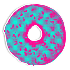 Wall Mural - neon pink donut with sprinkles layer