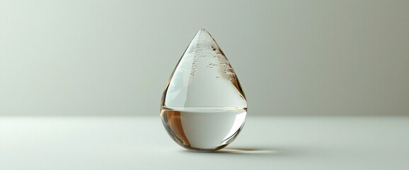 Fototapete - Glass teardrop sculpture on white background.