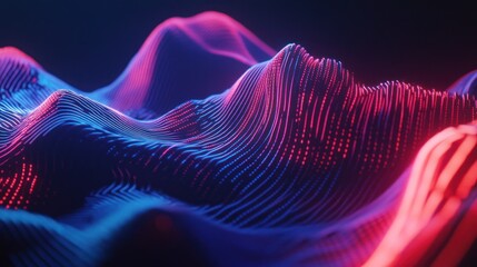 Wall Mural - abstract digital landscape: neon waves of data