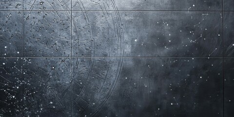 Wall Mural - celestial chart embossed on dark textured tiles