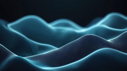 Wall Mural - abstract blue digital wave landscape: a serene visualization of data flow