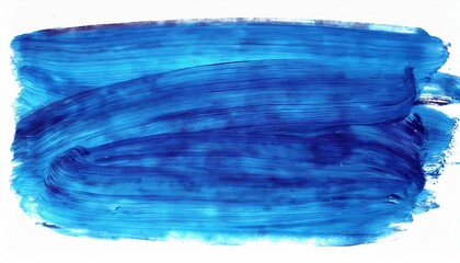 Poster - vivid blue acrylic brushstroke texture on white background for artistic design, abstract decoration, or modern graphic projects