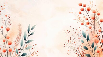 Poster - Rustic watercolor concept. Beautiful floral design with soft colors and delicate foliage on a light background.