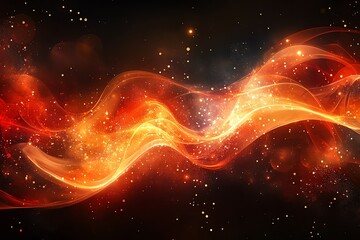 Wall Mural - fiery orange waves: a glowing abstract art design