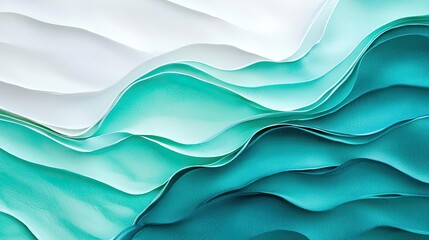 Poster - Water watercolor concept. A colorful abstract wave design featuring shades of teal and white.