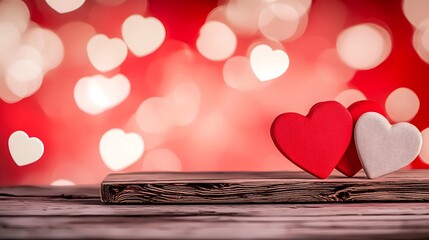 Poster - Vibrant and colorful heart shaped designs scattered playfully across a luminous gradient backdrop creating a lively and cheerful atmosphere for romantic occasions