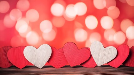 Poster - Radiant and lively heart shaped designs in an array of bold colors layered on a vibrant gradient background creating an eye catching and cheerful composition ideal for romantic special events