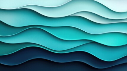 Poster - Water watercolor concept. Abstract wavy patterns in shades of teal create a calming and modern visual experience.