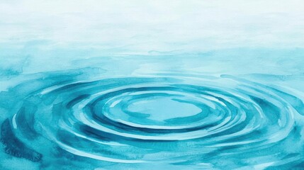 Poster - Water watercolor concept. Serene water ripple patterns create a tranquil and calming atmosphere in blue tones.