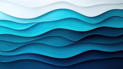 Poster - Water watercolor concept. A vibrant wave pattern showcasing various shades of blue and white in harmonious design.